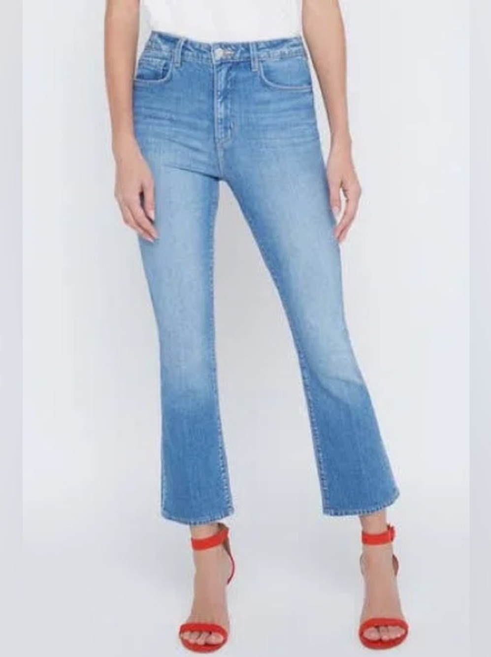 L'AGENCE Light Blue High-Rise Cropped Flare Mira Jeans